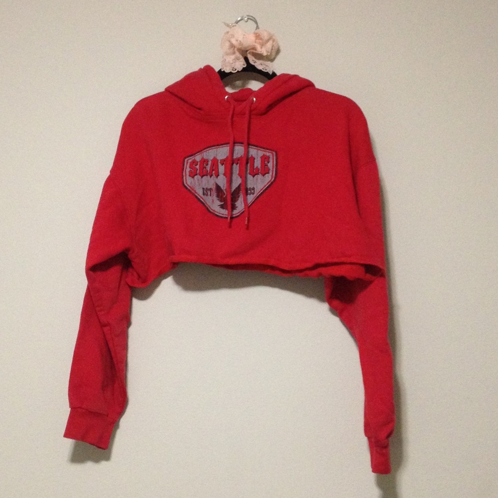 Exist Sports Line Red Cropped Seattle Hoodie